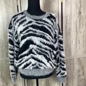 $10 SALE FIRM Twenty Ten faux fur crewneck sweater women's S/M